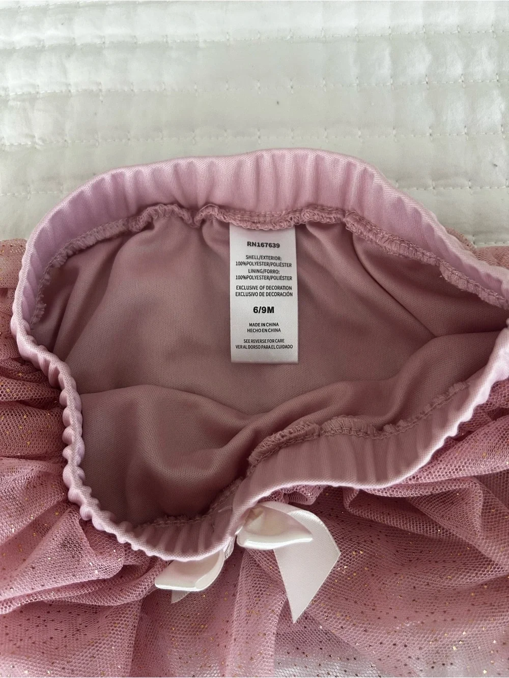 Baby girl matching set Pink Glitter Tulle Skirt with Cream Bow Bodysuit Set